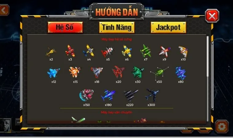 Các loại máy bay trong game Bắn Cá Đại Chiến B52 Tại Bet999